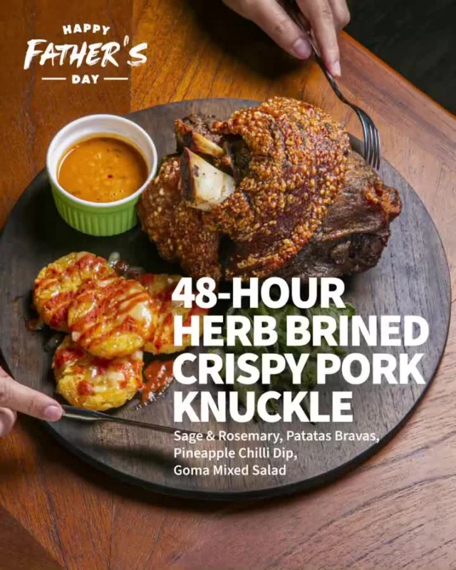 This Father's Day, treat Dad to a feast full of bold flavours and hearty portions he won’t forget! 🍻

Choose between our Peri-Peri Beer Belly French Chicken, marinated in craft beer, slow-cooked to juicy perfection, and served with warm pita, raita, and chilli spices or our 48-Hour Herb Brined Crispy Pork Knuckle, roasted till golden and served with patatas bravas, pineapple chilli dip, and goma salad.

Perfect for dads who love spice, crunch, and craft brews. Made for sharing, crafted for celebrating. 💥

📍Peri-Peri Beer Belly French Chicken – 

Available at Brewerkz Woodleigh Mall, Orchard Rendezvous Hotel & One Fullerton – $34++

📍48-Hour Herb Brined Crispy Pork Knuckle – 

Available only at Brewerkz Riverside Point, Seletar Aerospace Park & East Coast Park – $48++

🗓️ Available from 9 to 30 June 2025

#brewerkz #brewerkzsg #fathersday #specials